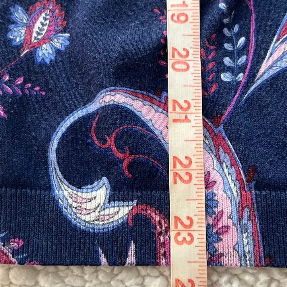 Talbots Navy Purple Paisley Button Up Cardigan Size Small - Picture 8 of 8